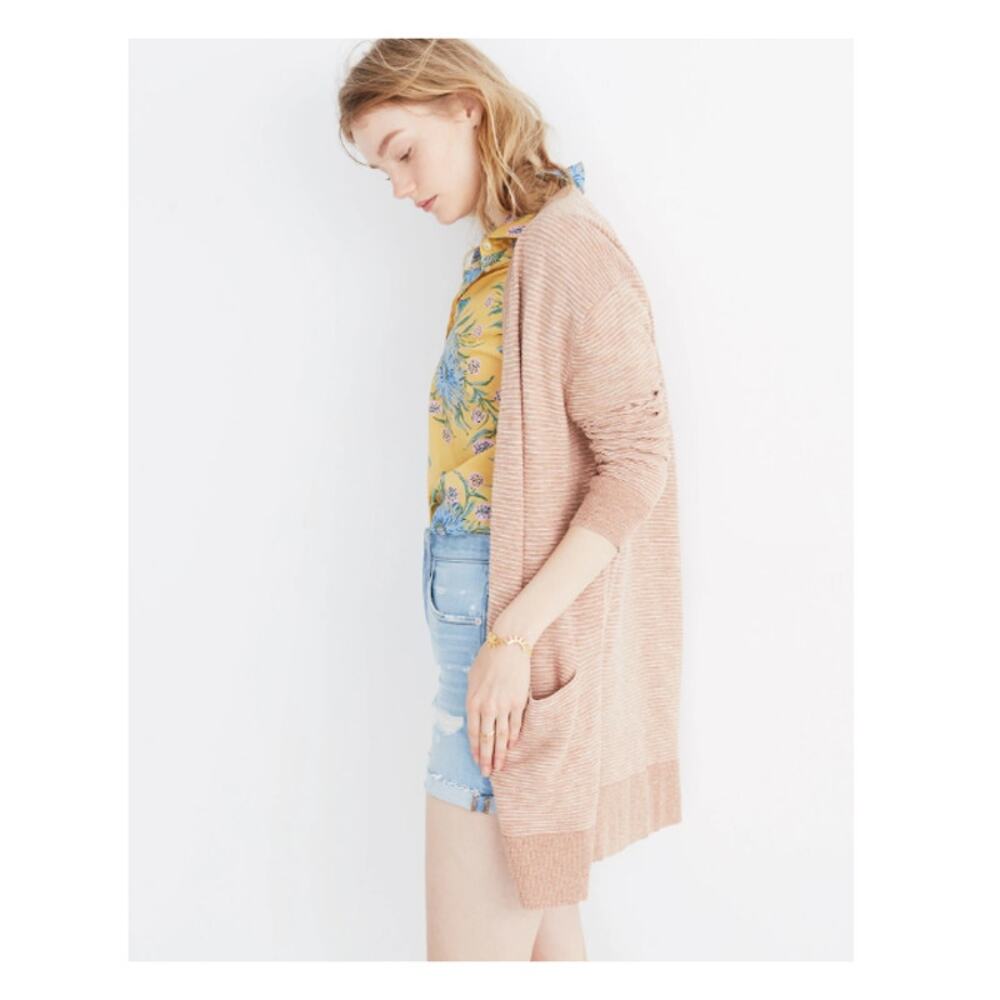 Madewell Women's Camel Brown Striped Summer Ryder Cardigan Size XL X-Large